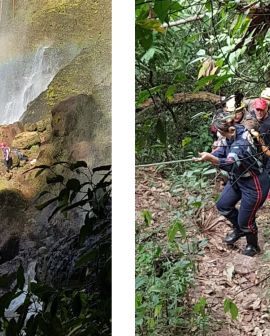 Imagem de Bombeiros resgatam senhor que se feriu em cachoeira de Rio Verde