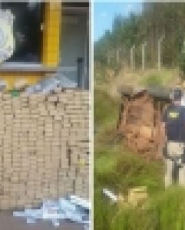 Imagem de Jovem capota veículo com cerca de 800 kg de droga