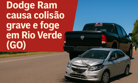 Imagem de Dodge Ram causa colisão grave e foge do local em Rio Verde (GO)